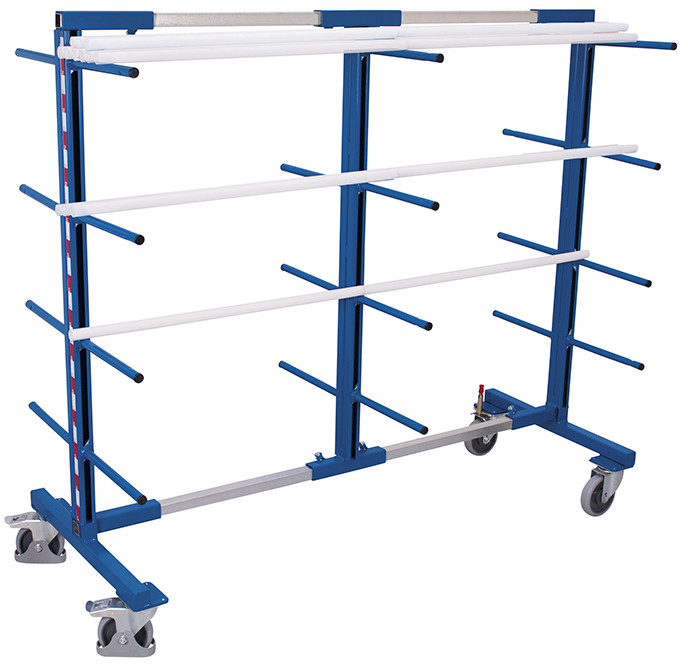 Rayonnage cantilever mobile double face