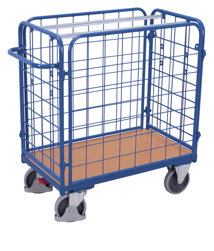 Chariot grillagé bas pour colis avec 4 parois Chariot grillagé bas pour colis avec 4 parois