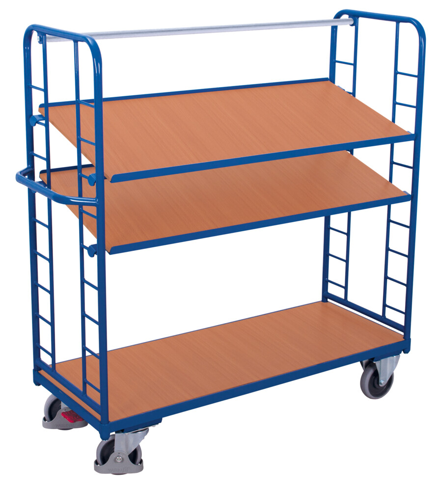 Shelf trolley with 3 wooden shelves