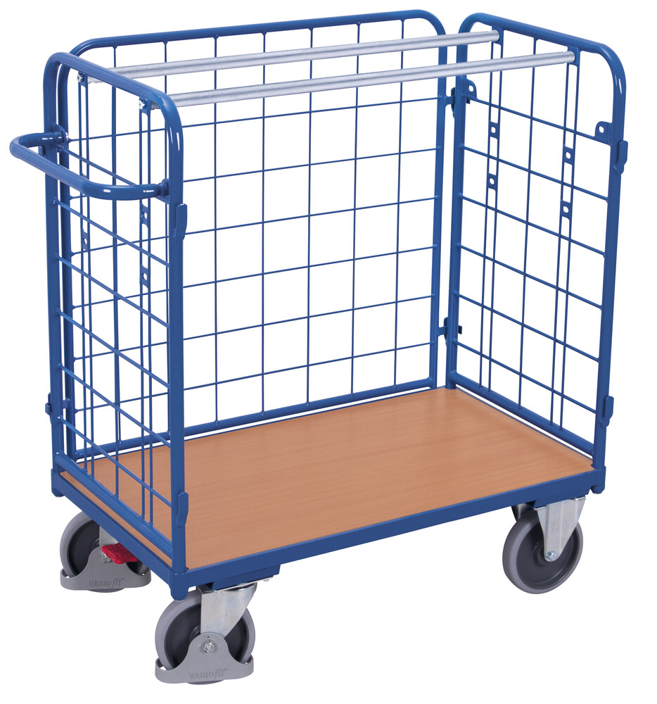 Three-sided parcel trolley, low