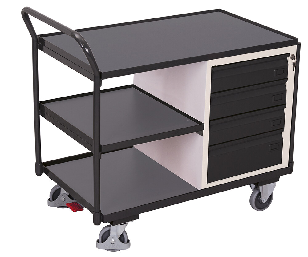 Workshop trolley with 3 load surfaces