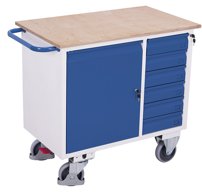 Workshop trolley with 6 drawers