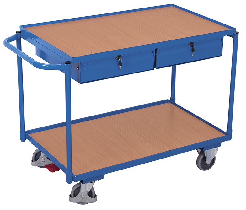 Table trolley with 2 load surfaces and 2 drawers Table trolley with 2 load surfaces and 2 drawers