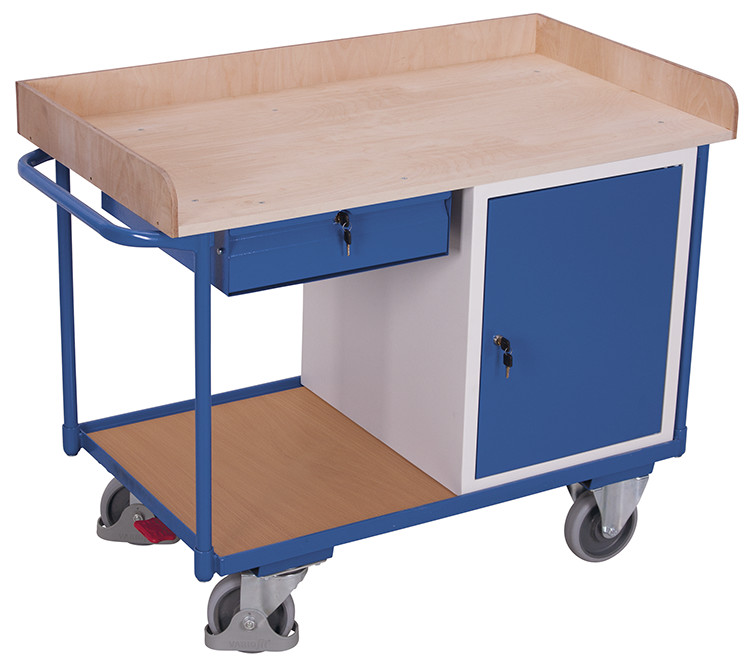 Workshop trolley with 2 load surfaces