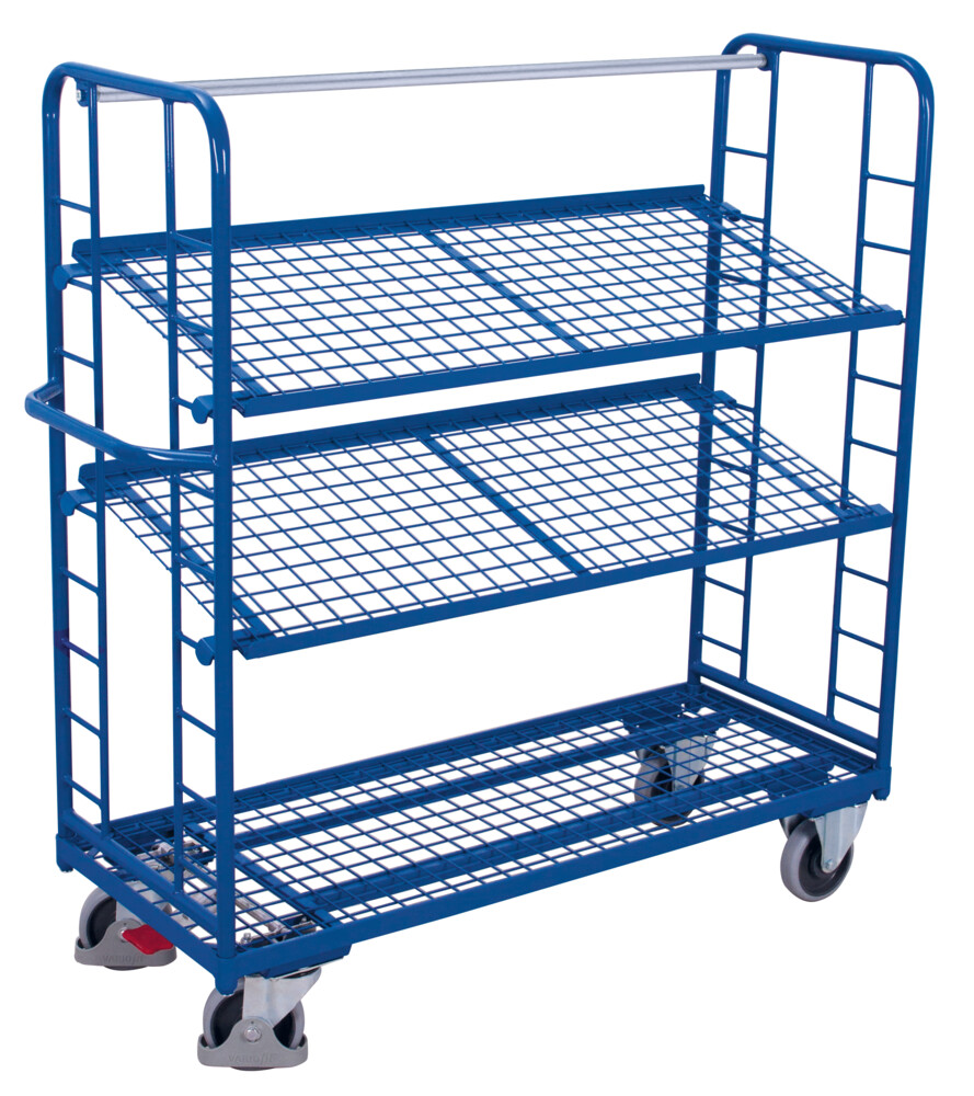 Shelf trolley with 3 mesh shelves Shelf trolley with 3 mesh shelves