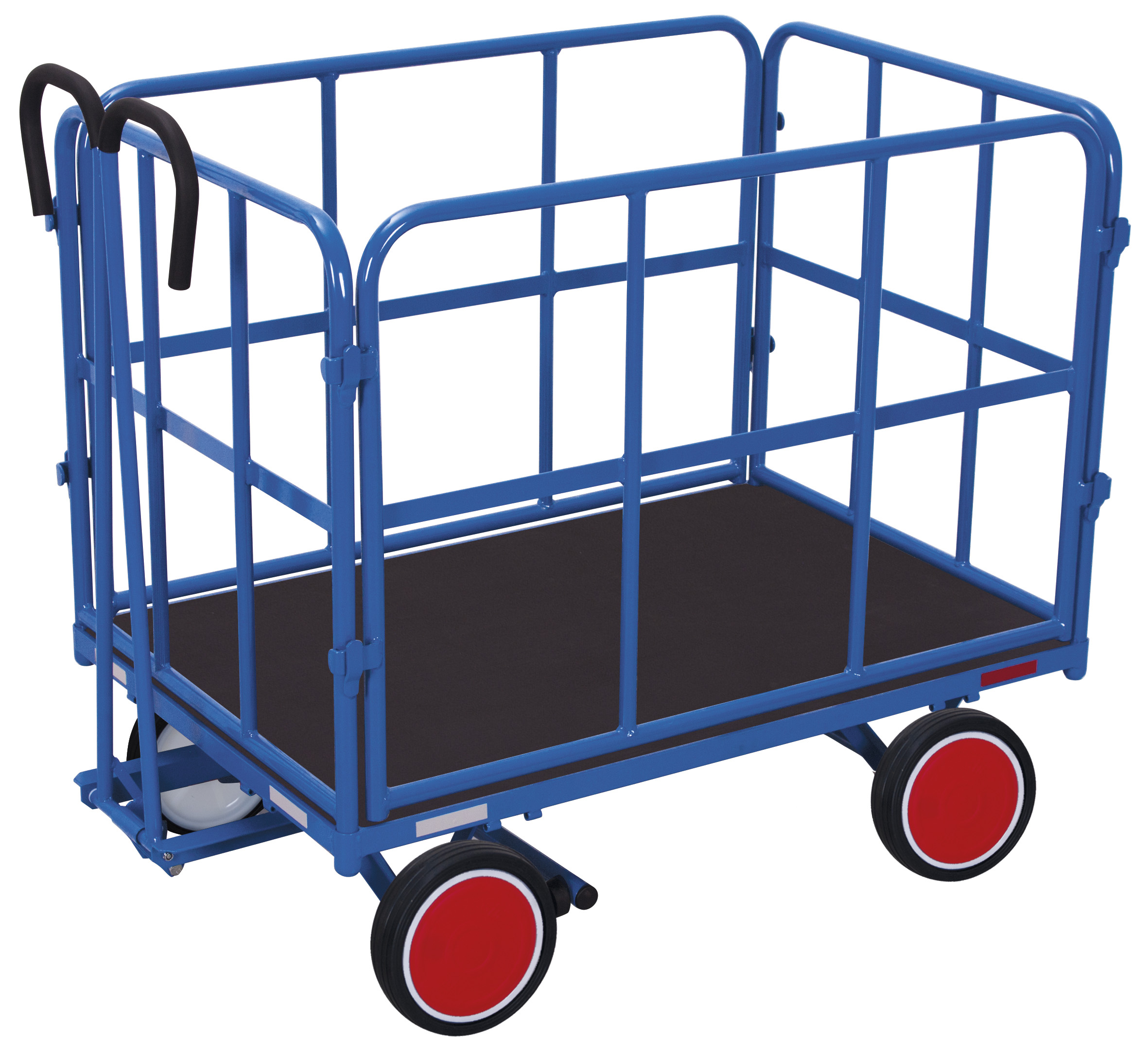Hand platform trolley with 4 tubular grid side walls