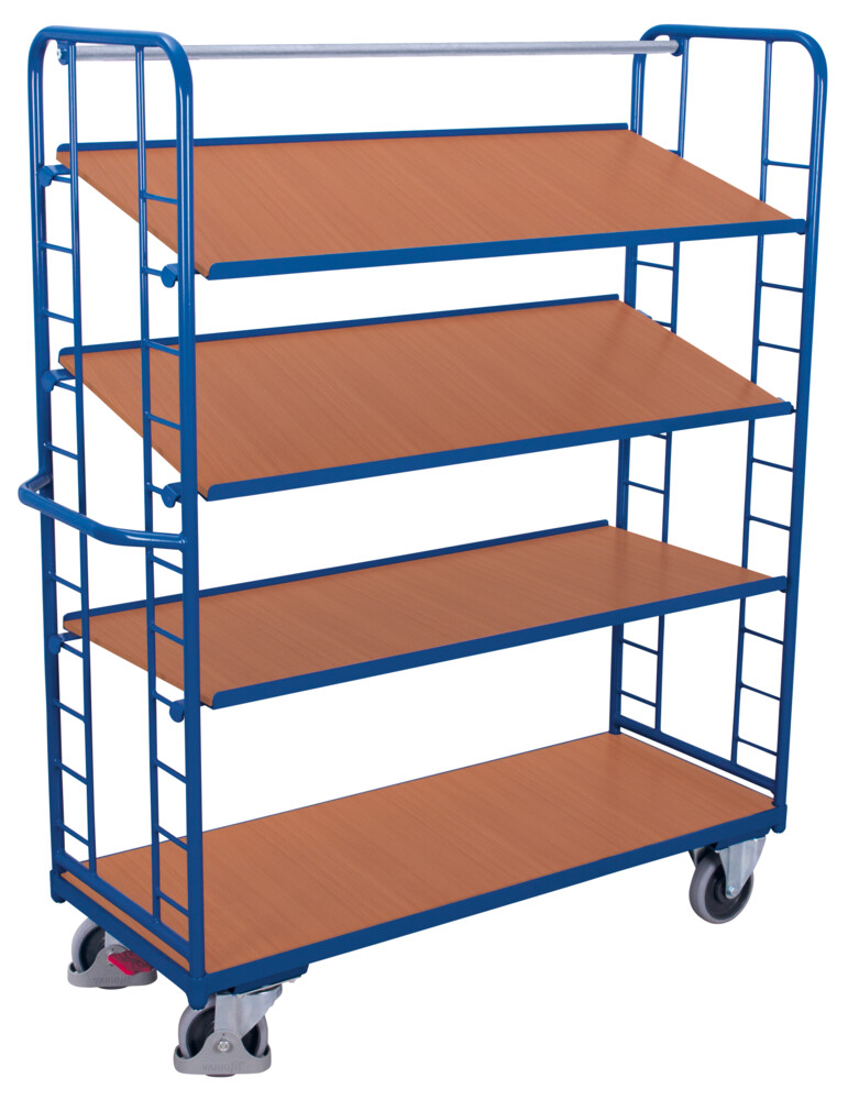 Shelf trolley with 4 wooden shelves