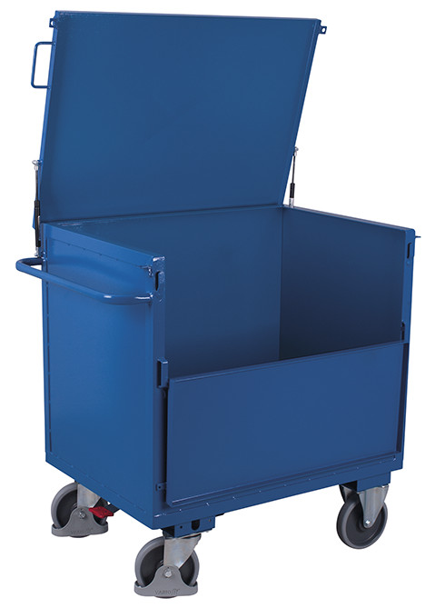 Steel box trolley with lid, welded