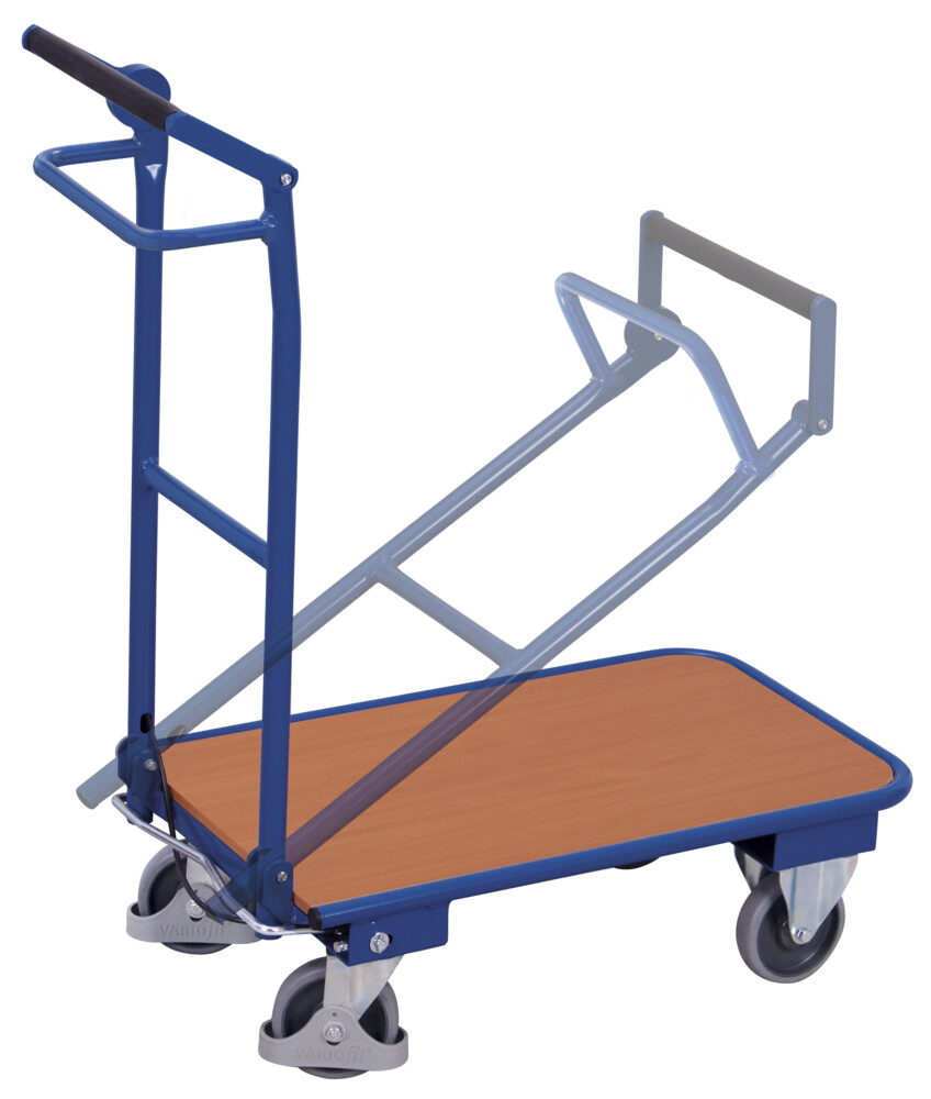 Folding push bar trolley with dead man’s brake