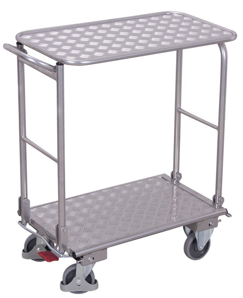 Aluminiowy wózek z 2 składanymi pałąkami z 2 półkami Aluminiowy wózek z 2 składanymi pałąkami z 2 półkami