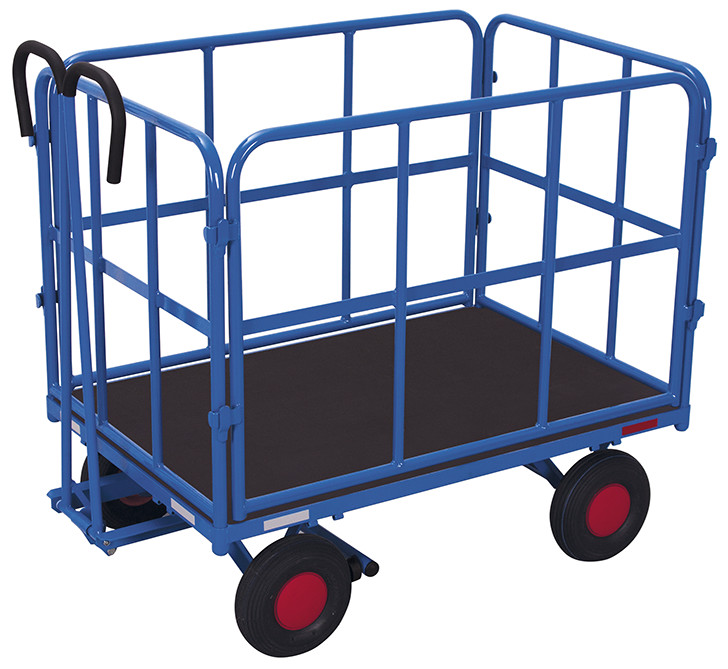 Hand platform trolley with 4 tubular grid side walls