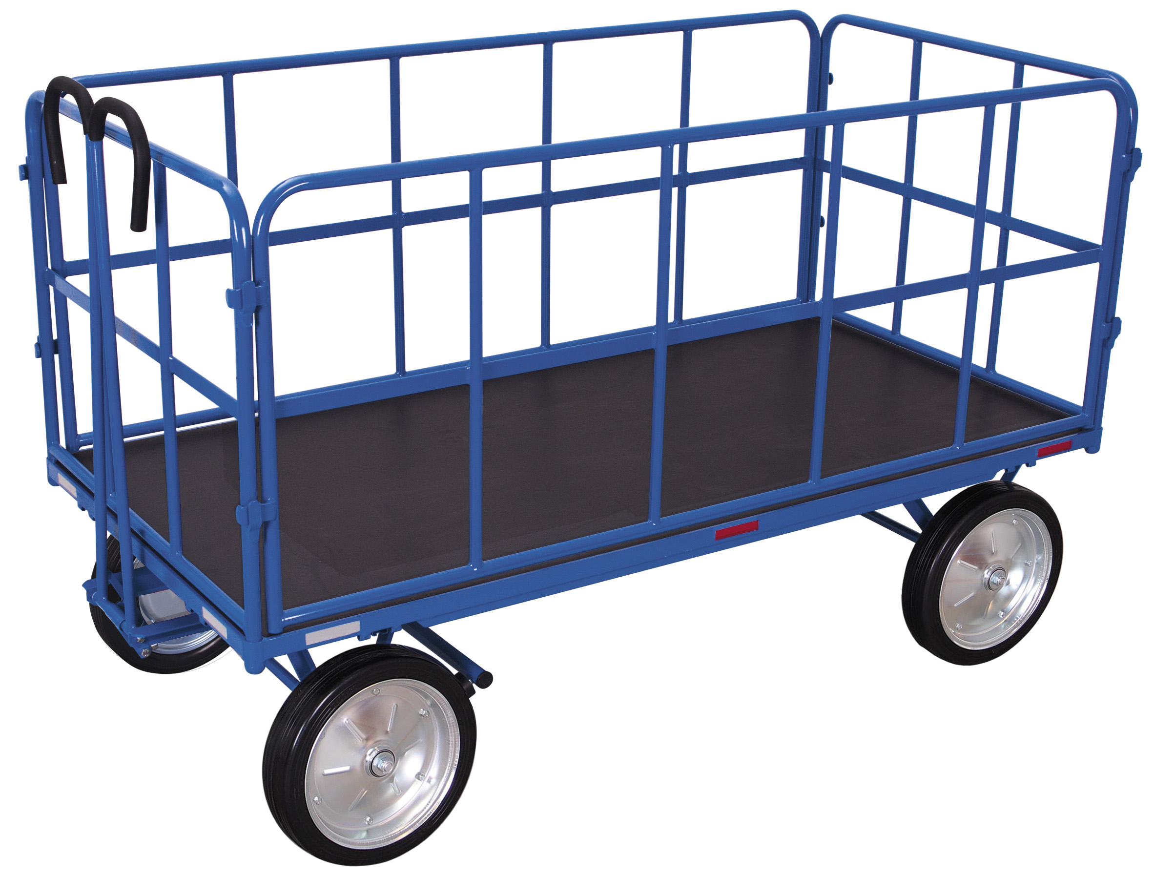 Hand platform trolley with 4 tubular grid side walls