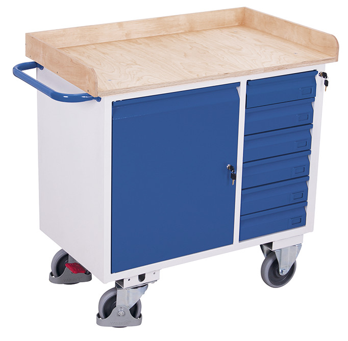 Workshop trolley with 6 drawers and edge Workshop trolley with 6 drawers and edge