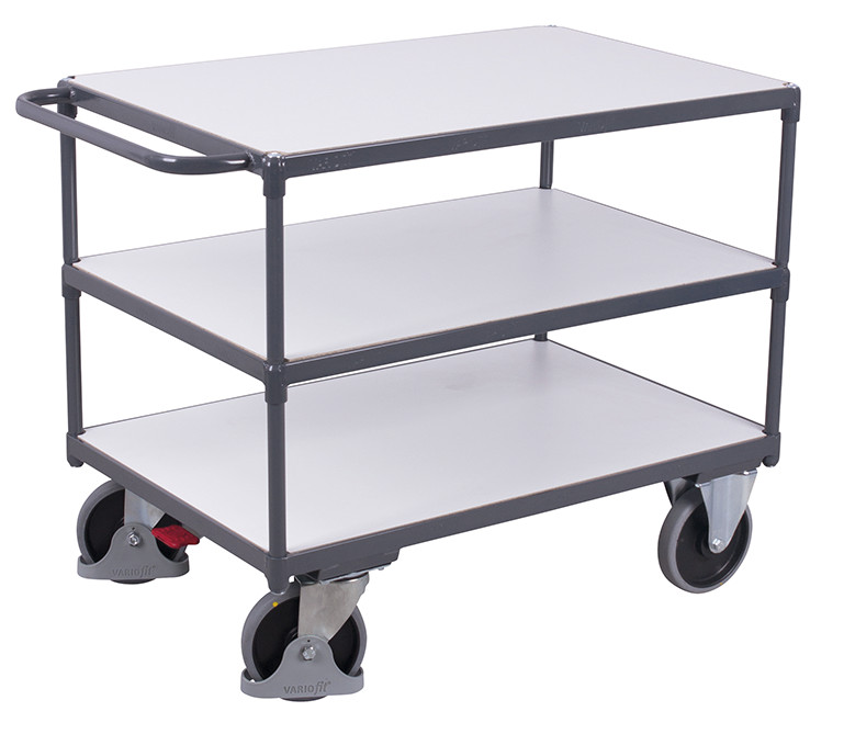 ESD heavy-duty table trolley with 3 load surfaces