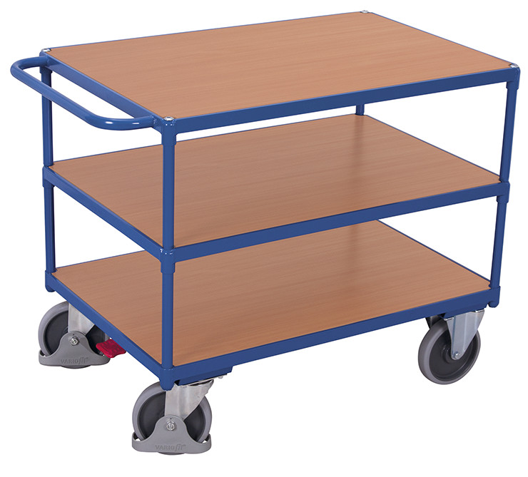 Heavy-duty table trolley with 3 load surfaces