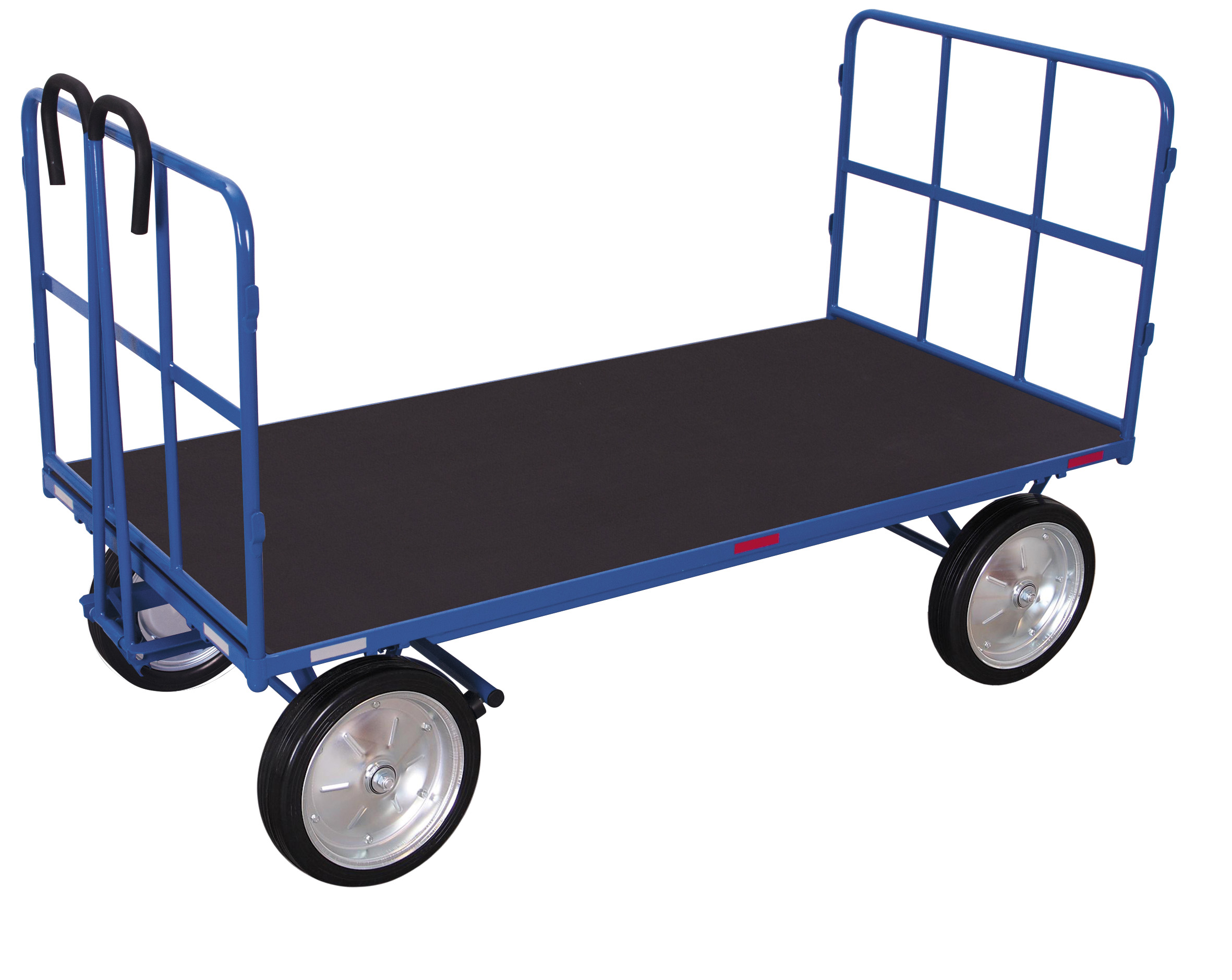 Hand platform trolley with 2 tubular grid side walls